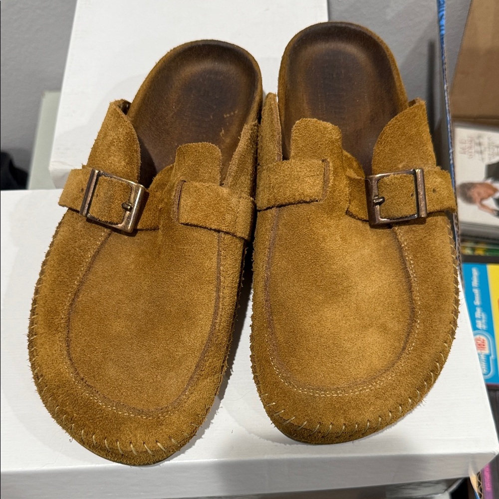 RE/DONE 70's Moc Suede Buckle Mules